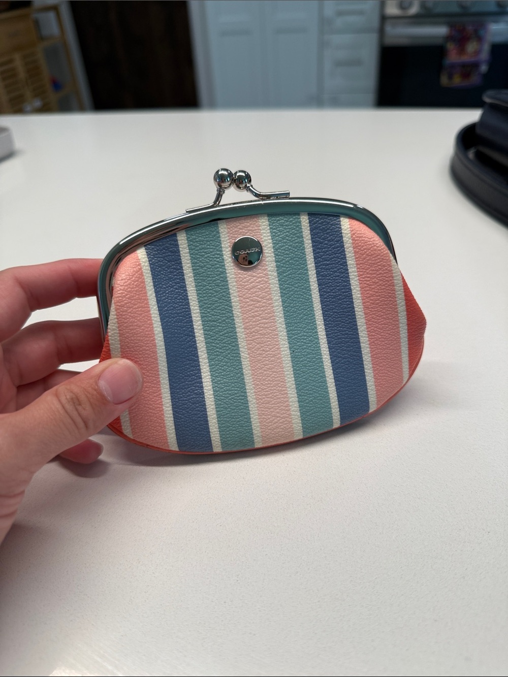 Striped Pastel COACH Coin Purse